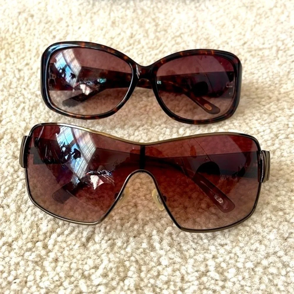 Lot of Six Pairs of Fossil Sunglasses Vintage Y2K Embellished Tortoise Polarized